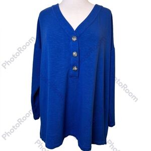 J Jill Tunic Sweater Size XL Oversized Royal Blue Long Sleeves Cozy Comfortable